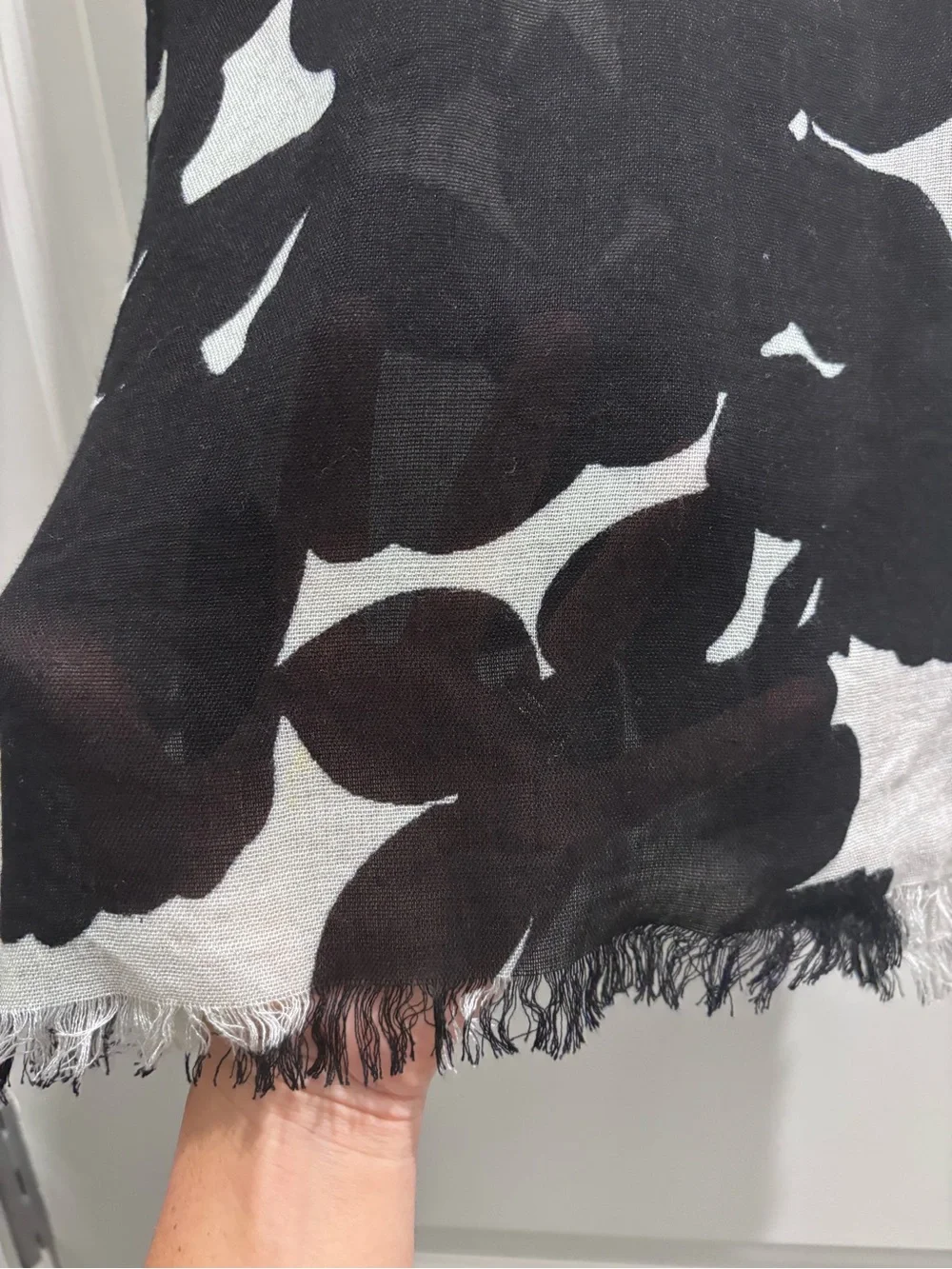 Nine West Black and White Floral Wrap Scarf